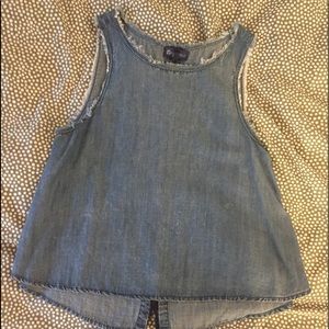Denim top with lace up back
